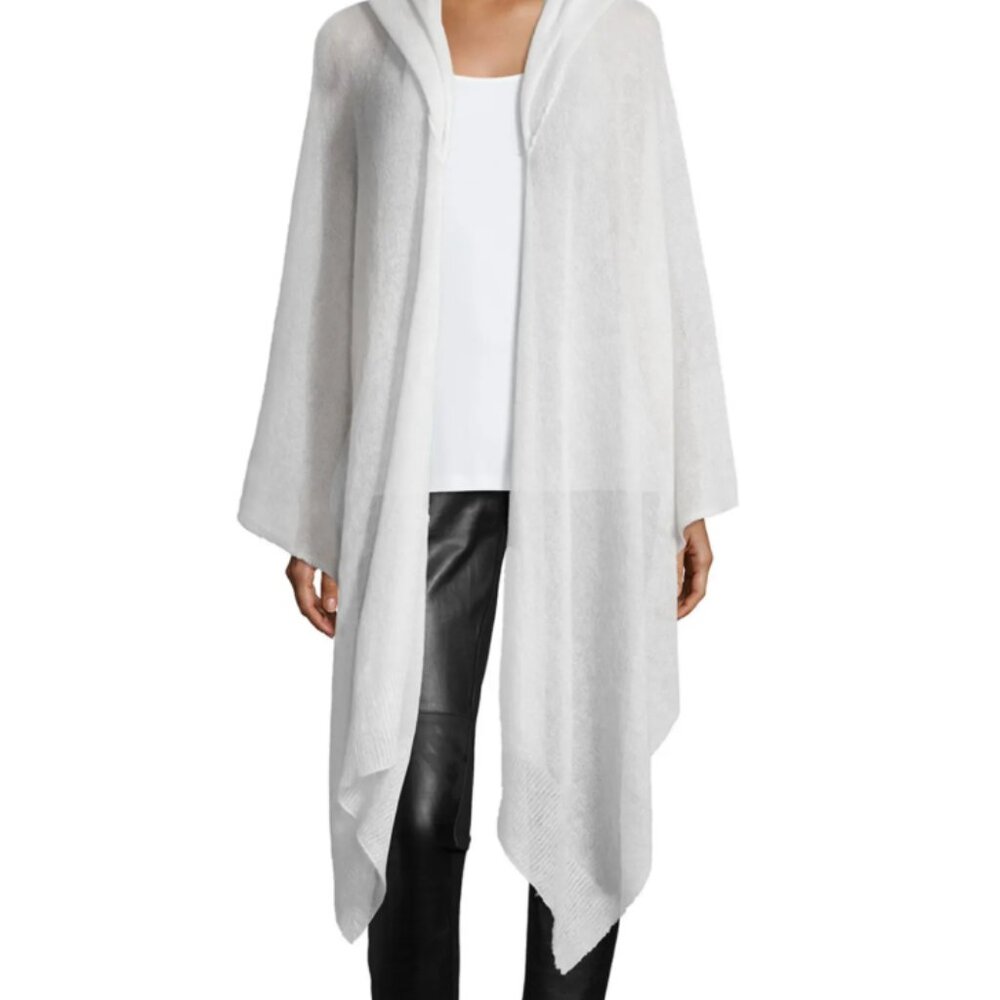 The Fisher Project Mohair/Wool Airy Washed Cardigan Wrap White Size Small